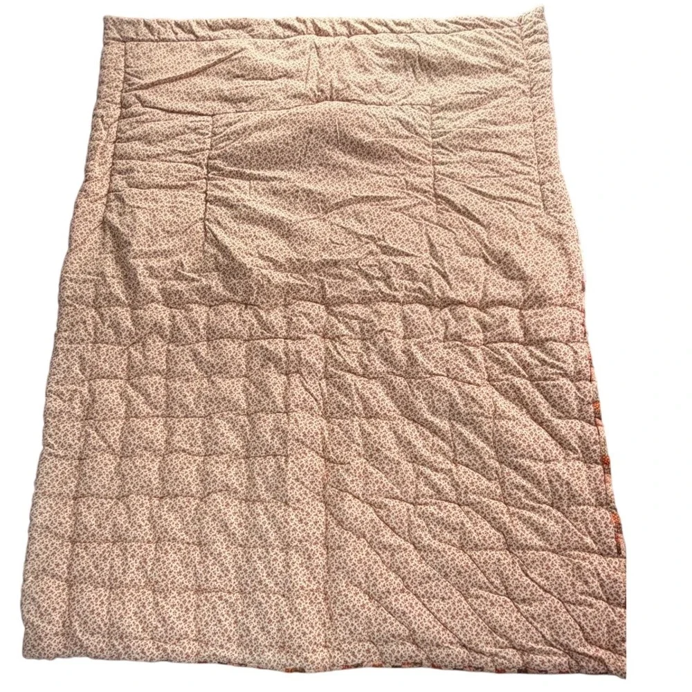 VTG Puppy Dog Patchwork Baby Quilt Floral Hearts Eyelet Lace Rust Cream‎ 38x51